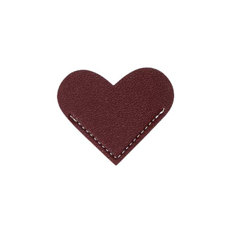 10pcs Mini Business Student Library Portable PU Leather Heart Shaped Bookmark