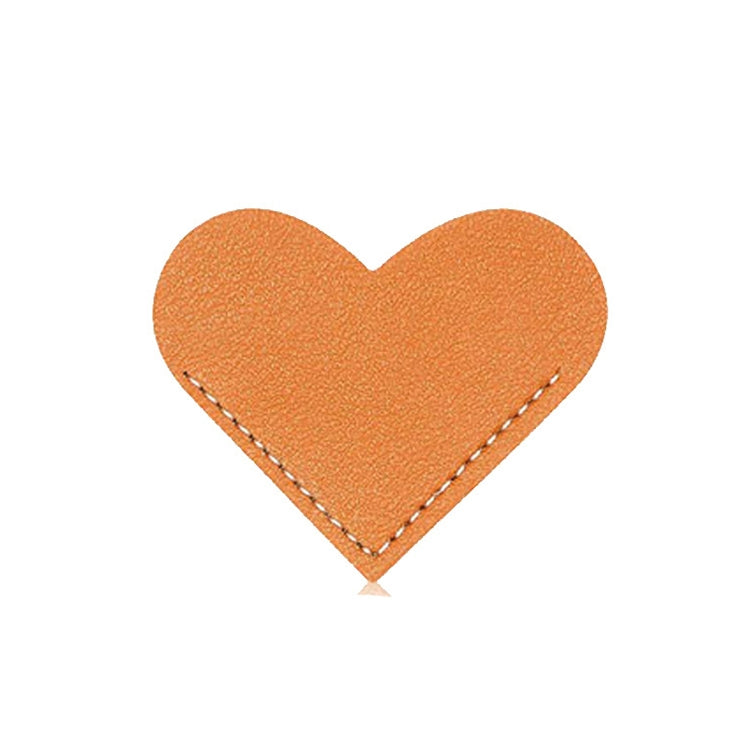 10pcs Mini Business Student Library Portable PU Leather Heart Shaped Bookmark