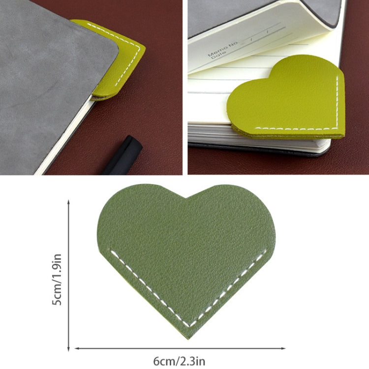 10pcs Mini Business Student Library Portable PU Leather Heart Shaped Bookmark