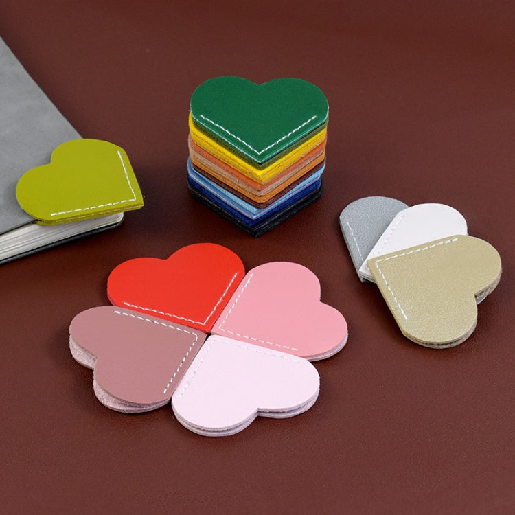 10pcs Mini Business Student Library Portable PU Leather Heart Shaped Bookmark