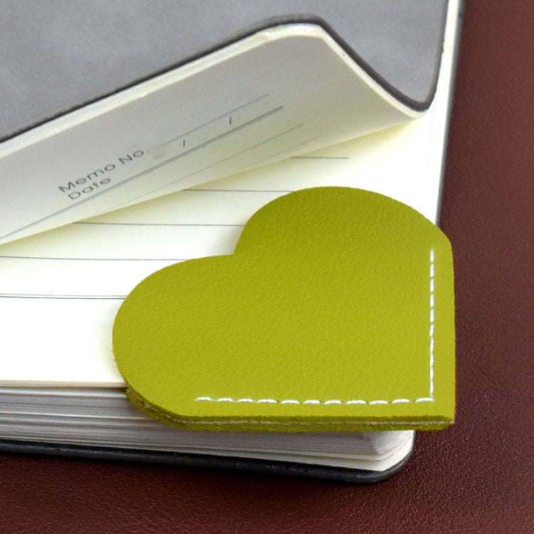 10pcs Mini Business Student Library Portable PU Leather Heart Shaped Bookmark