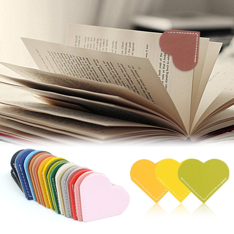 10pcs Mini Business Student Library Portable PU Leather Heart Shaped Bookmark