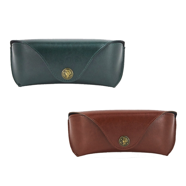 E5521 Simple Retro PU Soft Leather Glasses Storage Box, Color: Green