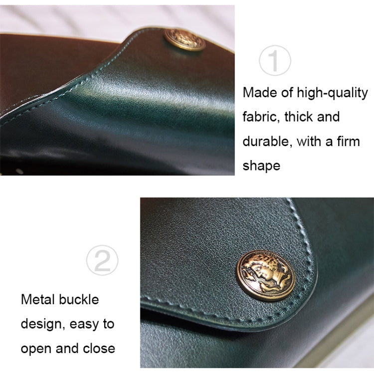 E5521 Simple Retro PU Soft Leather Glasses Storage Box, Color: Green