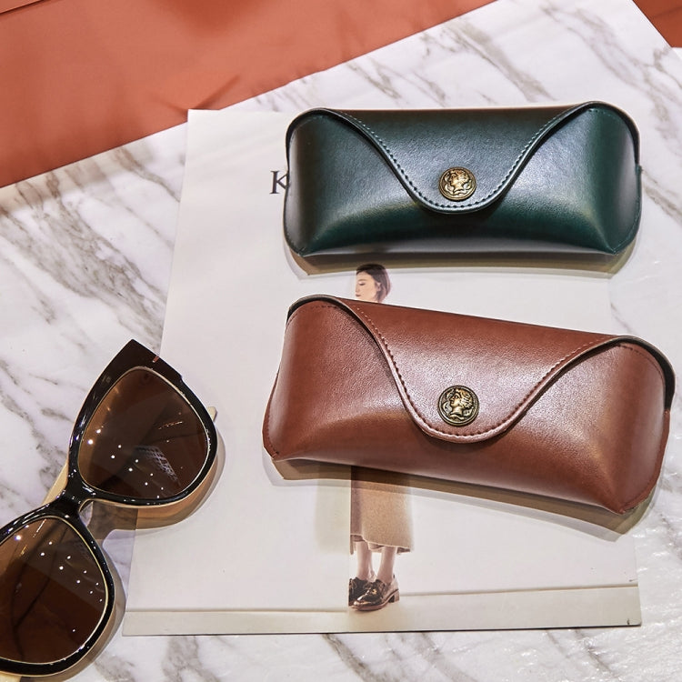 E5521 Simple Retro PU Soft Leather Glasses Storage Box, Color: Green