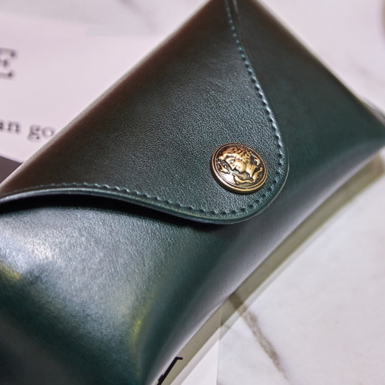 E5521 Simple Retro PU Soft Leather Glasses Storage Box, Color: Brown