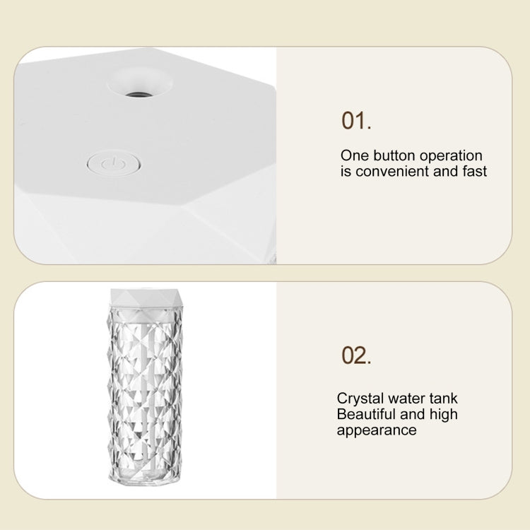 900ml Crystal Rose Lamp Humidifier Desktop Ambient Light Aromatherapy Machine
