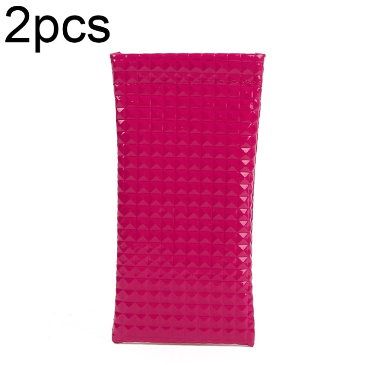 D8649-240 2pcs PU Leather Bullet Portable Waterproof Glasses Storage Bag, Color: Rose Red