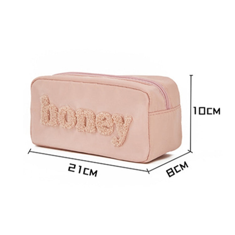 H6572 Letter Embroidered Nylon Travel Toiletry Bag Portable Cosmetic Bag(Pink)