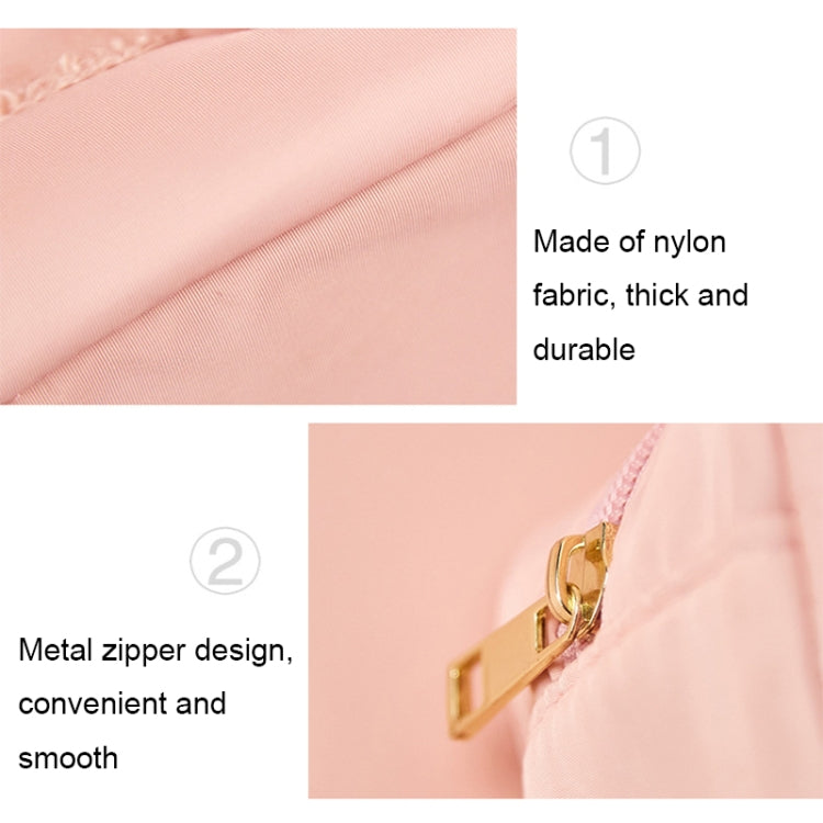 H6572 Letter Embroidered Nylon Travel Toiletry Bag Portable Cosmetic Bag(Pink)