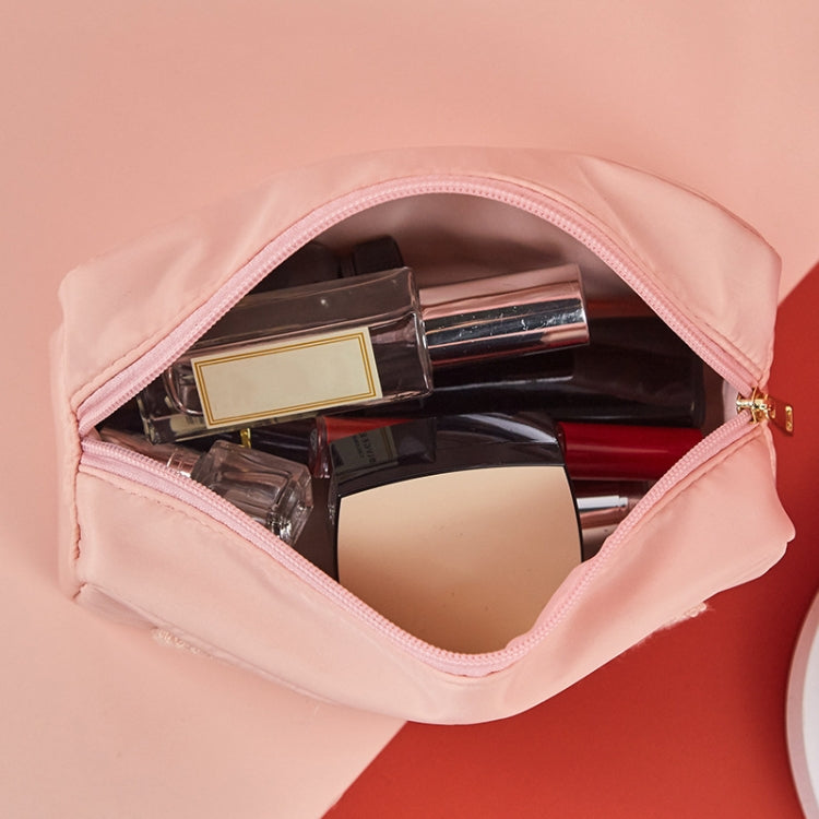 H6572 Letter Embroidered Nylon Travel Toiletry Bag Portable Cosmetic Bag(Pink)