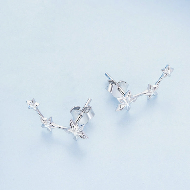 BSE750 Sterling Silver S925 White Gold Plated Star Earrings