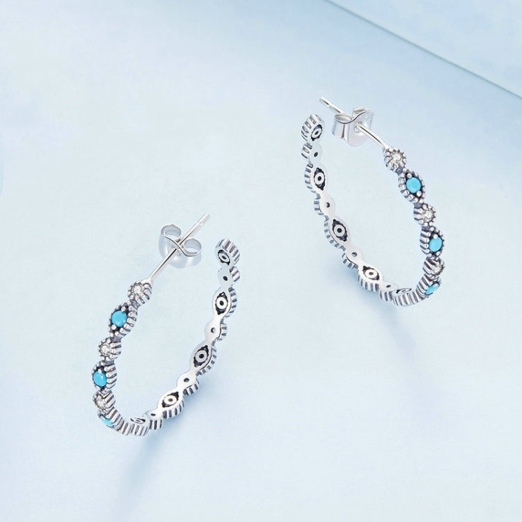 BSE754 Sterling Silver S925 Devil Eye Sparkling Zirconia Earrings