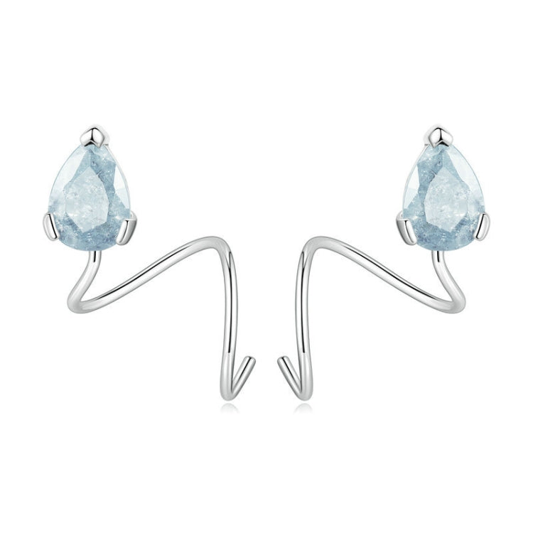 BSE755 Sterling Silver S925 Water Drop Ice Flower Zirconia Surround Earrings