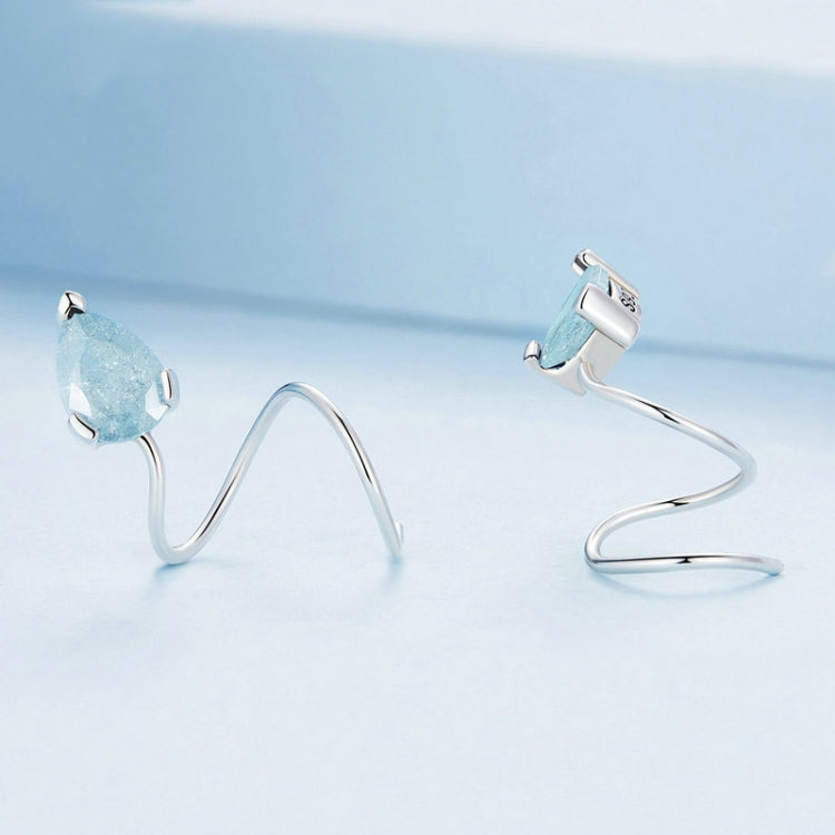 BSE755 Sterling Silver S925 Water Drop Ice Flower Zirconia Surround Earrings