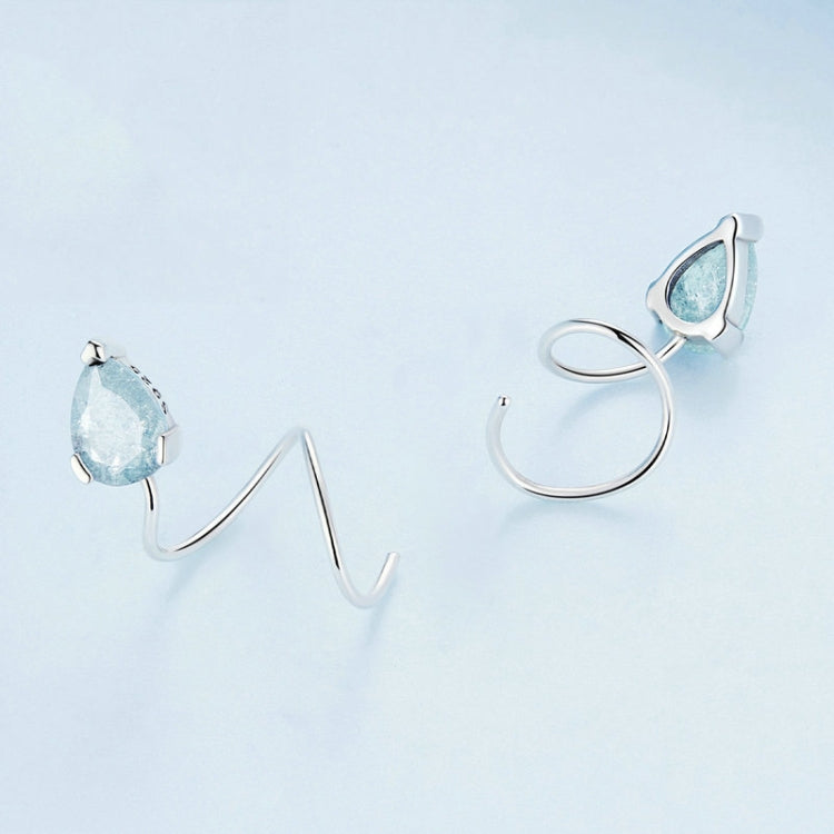 BSE755 Sterling Silver S925 Water Drop Ice Flower Zirconia Surround Earrings