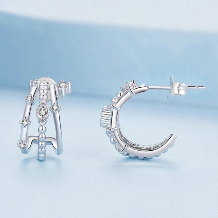 BSE757 Sterling Silver S925 Devil Eye Triple Plated White Gold Stud Earrings