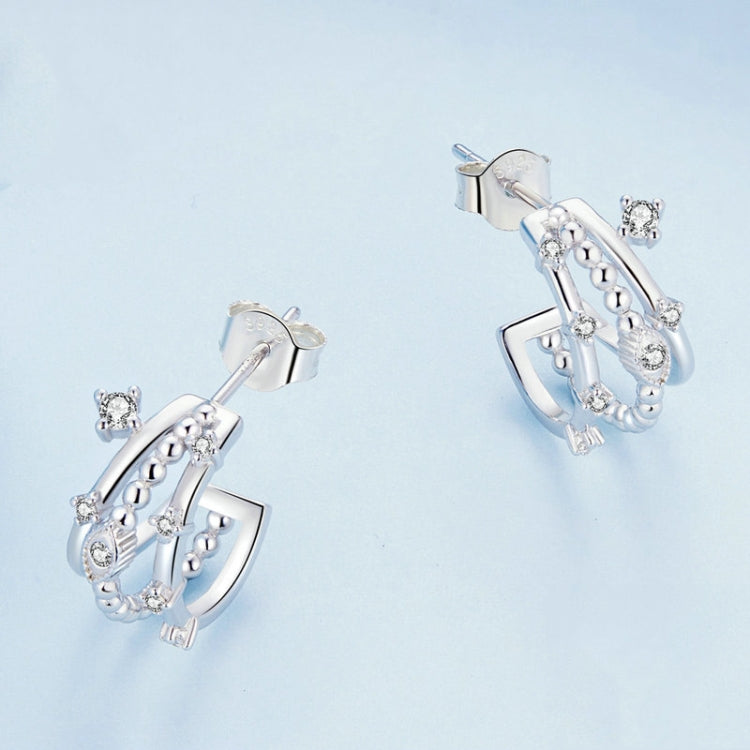 BSE757 Sterling Silver S925 Devil Eye Triple Plated White Gold Stud Earrings