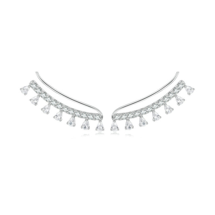 BSE758 Sterling Silver S925 White Gold Plated Sparkling Zirconia Earrings