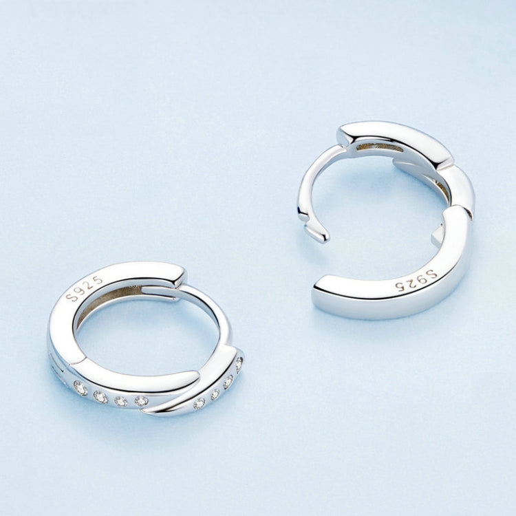 BSE759 Sterling Silver S925 White Gold Plated Zirconia Punk Rivet Earrings