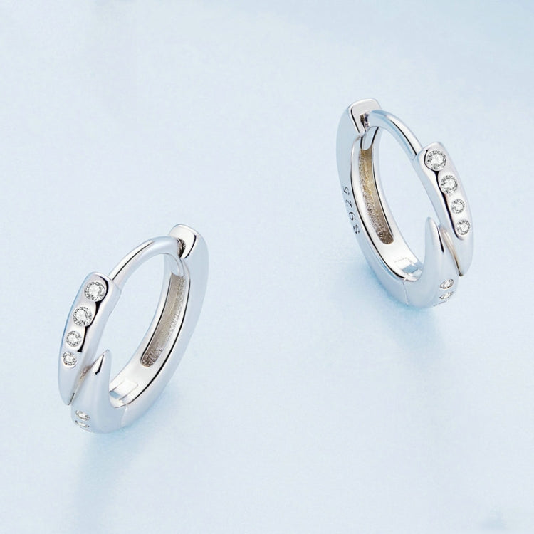 BSE759 Sterling Silver S925 White Gold Plated Zirconia Punk Rivet Earrings