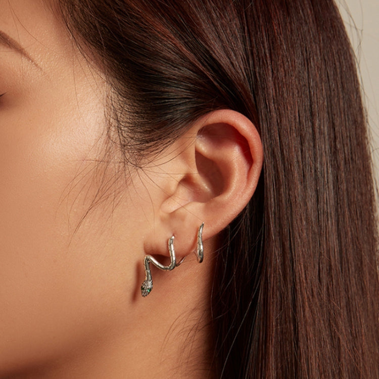 BSE763 Sterling Silver S925 Guardian Snake Wrap Zirconia Earrings