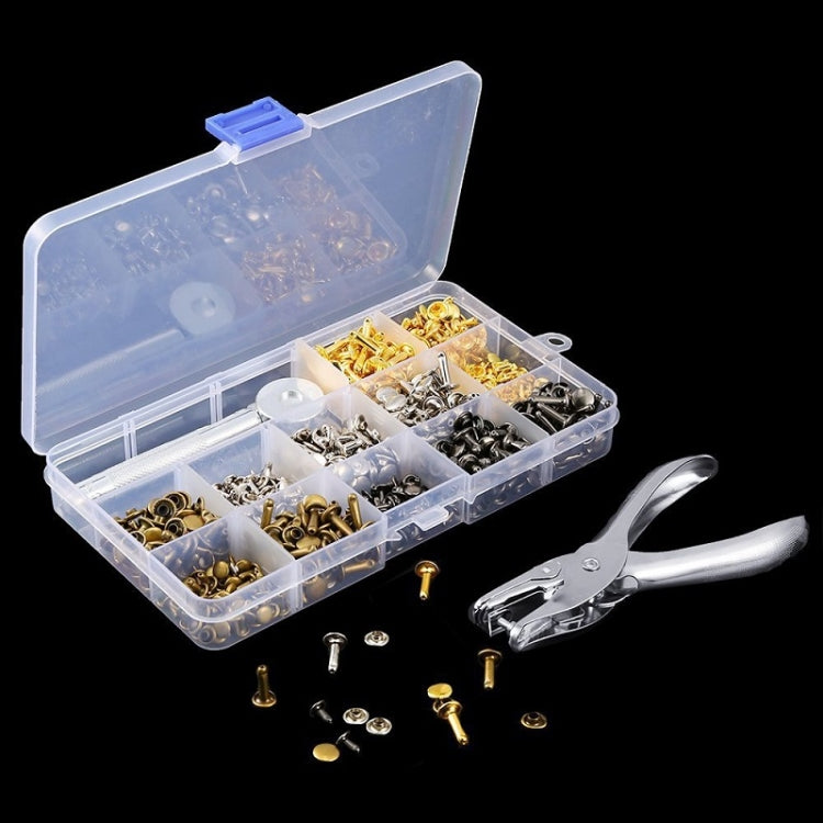 360pcs Copper Leather Hollow Cap Double-Sided Rivet Set With Punching Pliers