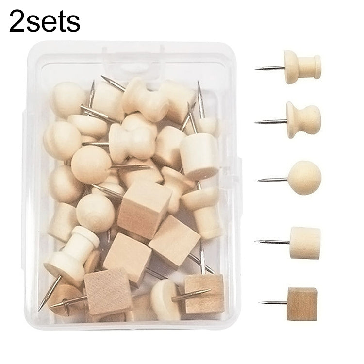 2sets Wooden Log Thumbtack Set Sticky Note Fixed Tack, Specification: Square Box