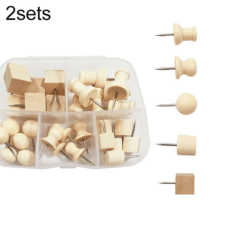 2sets Wooden Log Thumbtack Set Sticky Note Fixed Tack, Specification: 5 Grid Box