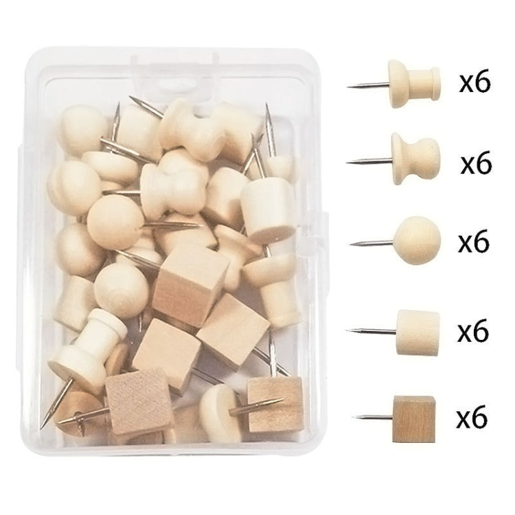 2sets Wooden Log Thumbtack Set Sticky Note Fixed Tack, Specification: 5 Grid Box