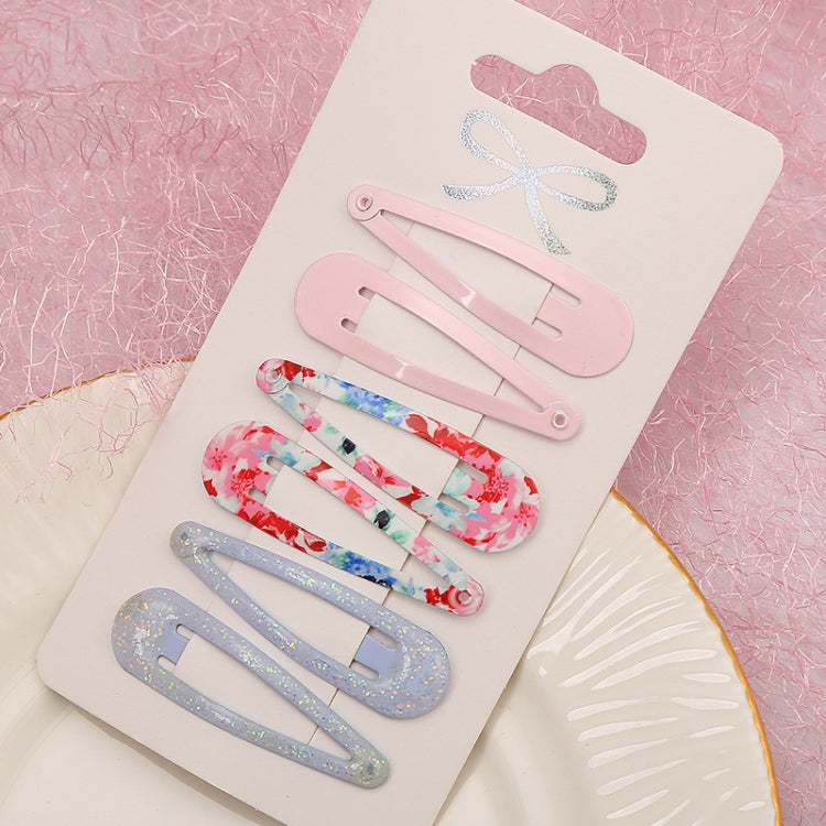 5sets  Drip Oil Baking Lacquer Printing Girls Hair Clip Hair Accessories