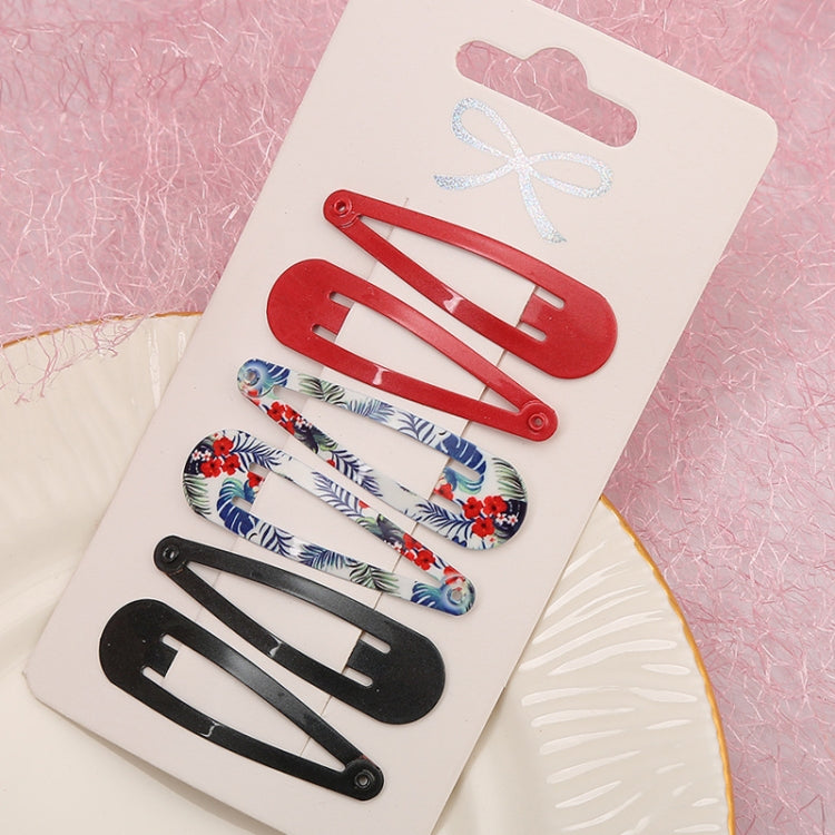 5sets  Drip Oil Baking Lacquer Printing Girls Hair Clip Hair Accessories