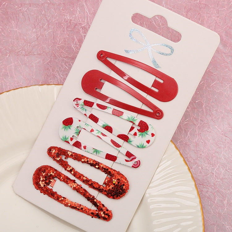 5sets  Drip Oil Baking Lacquer Printing Girls Hair Clip Hair Accessories
