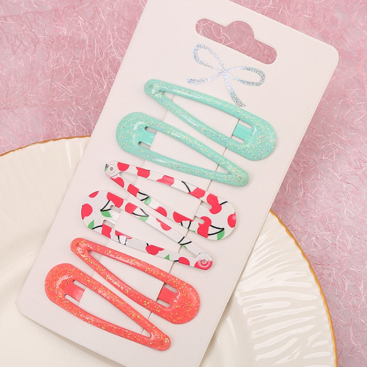 5sets  Drip Oil Baking Lacquer Printing Girls Hair Clip Hair Accessories