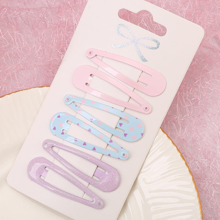 5sets  Drip Oil Baking Lacquer Printing Girls Hair Clip Hair Accessories