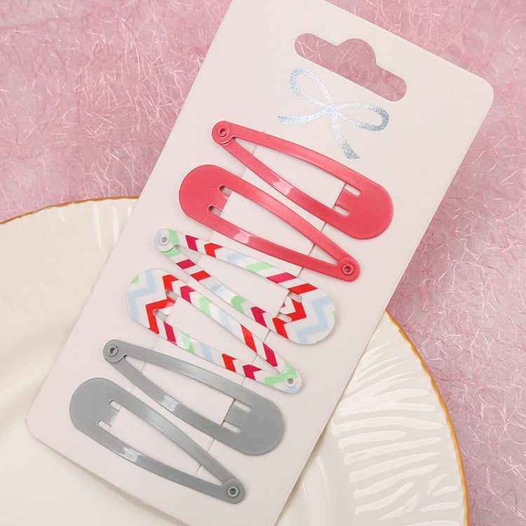 5sets  Drip Oil Baking Lacquer Printing Girls Hair Clip Hair Accessories