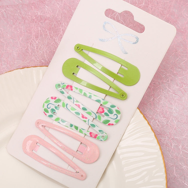 5sets  Drip Oil Baking Lacquer Printing Girls Hair Clip Hair Accessories