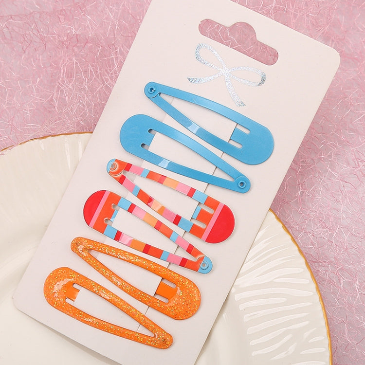 5sets  Drip Oil Baking Lacquer Printing Girls Hair Clip Hair Accessories
