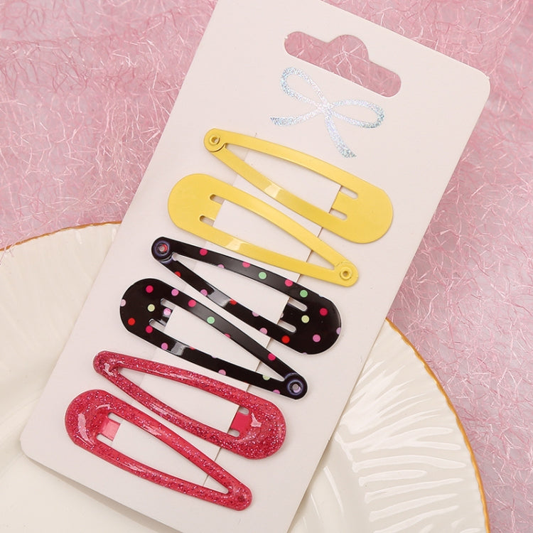5sets  Drip Oil Baking Lacquer Printing Girls Hair Clip Hair Accessories