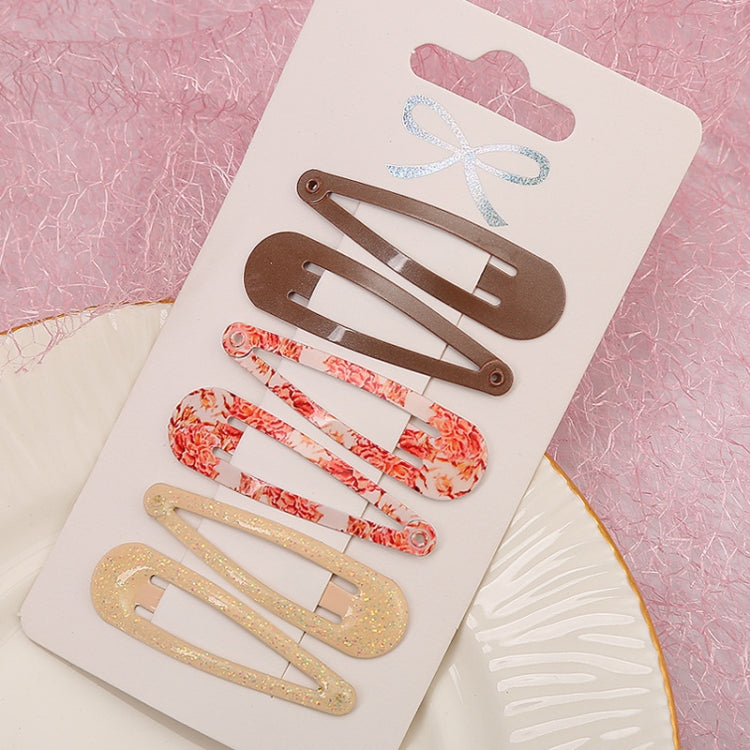 5sets  Drip Oil Baking Lacquer Printing Girls Hair Clip Hair Accessories