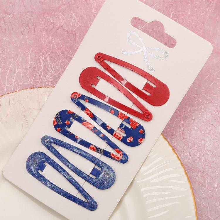 5sets  Drip Oil Baking Lacquer Printing Girls Hair Clip Hair Accessories