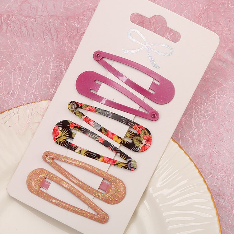 5sets  Drip Oil Baking Lacquer Printing Girls Hair Clip Hair Accessories