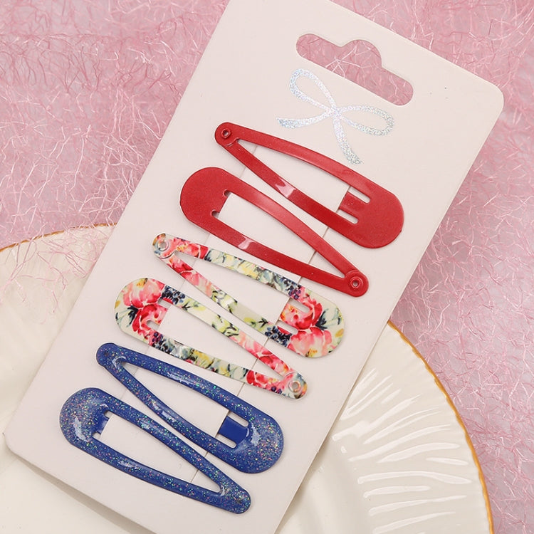 5sets  Drip Oil Baking Lacquer Printing Girls Hair Clip Hair Accessories