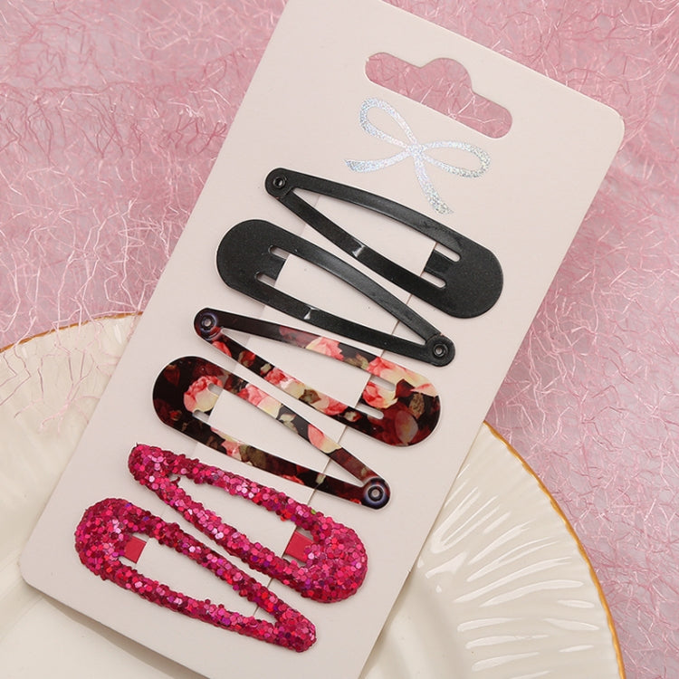 5sets  Drip Oil Baking Lacquer Printing Girls Hair Clip Hair Accessories
