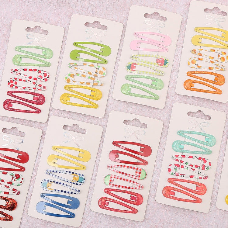 5sets  Drip Oil Baking Lacquer Printing Girls Hair Clip Hair Accessories