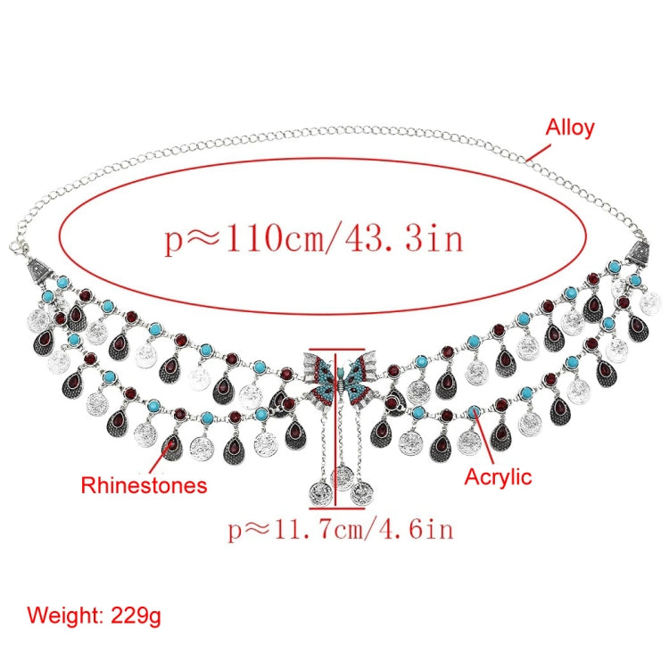 Ethnic Style Dance Performance Waist Chain Tassel Belt, Color: C