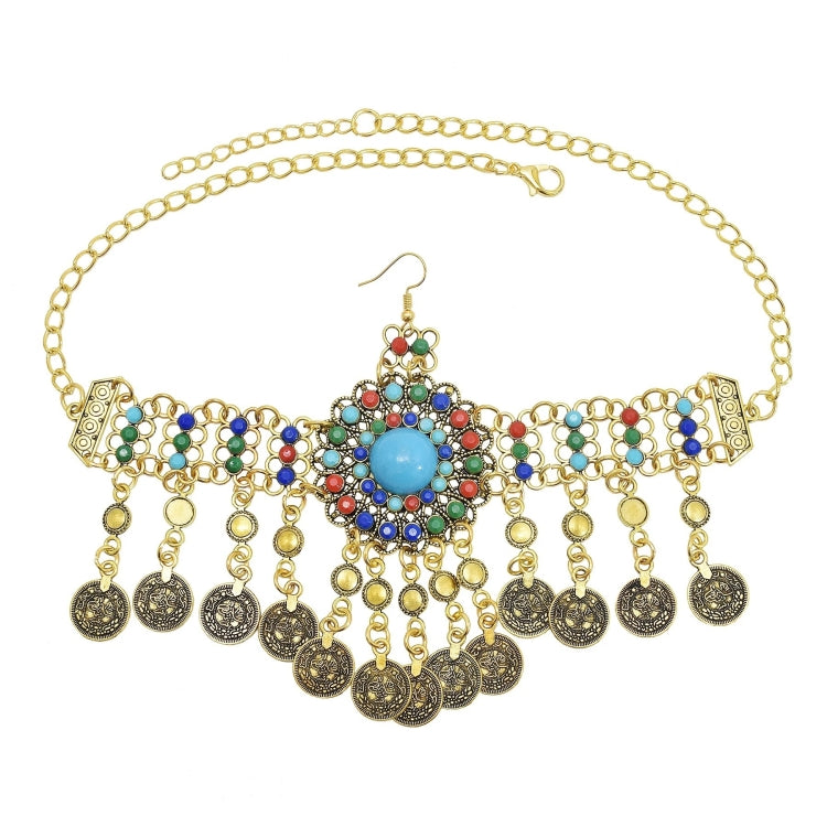 Retro Headdress Personalized Tassel Coin Colored Beads Hair Band