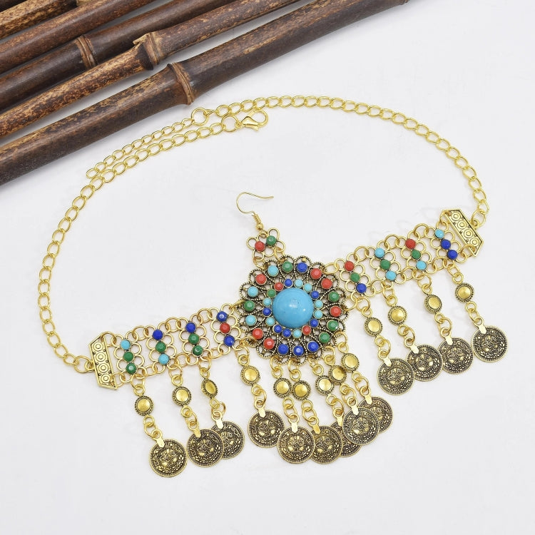 Retro Headdress Personalized Tassel Coin Colored Beads Hair Band