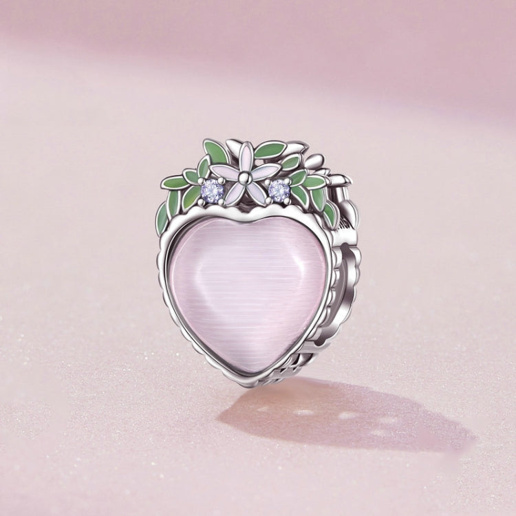 SCC2427 Sterling Silver S925 Heart Surrounding Flower Beaded Bracelet