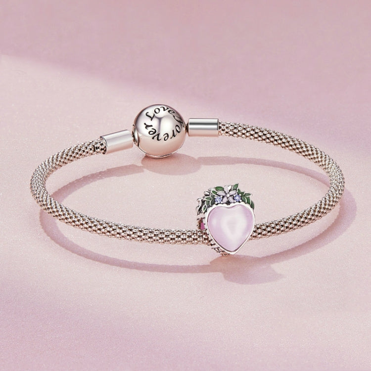 SCC2427 Sterling Silver S925 Heart Surrounding Flower Beaded Bracelet
